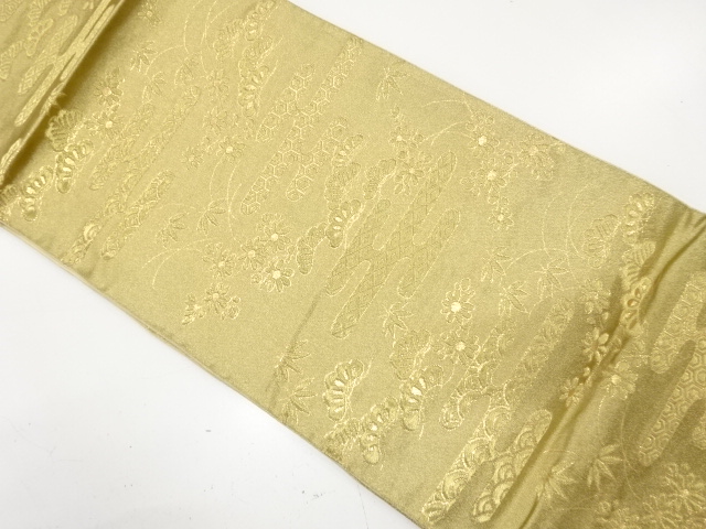 JAPANESE KIMONO / ANTIQUE FUKURO OBI / SILK / WOVEN KIKU